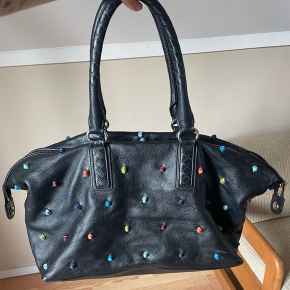 ✨Tehra&B large rainbow knotted black satchel ✨ great condition! - Picture 2 of 6